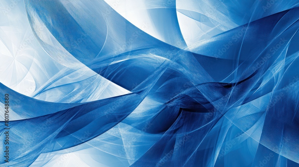 Poster abstract blue pattern: dynamic, swirling blue patterns with geometric elements, creating a visually 