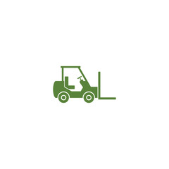 Warehouse forklift green icon isolated on white background