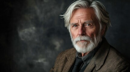 Attractive senior man, with a dignified yet approachable demeanor, highlighting wisdom and charm.