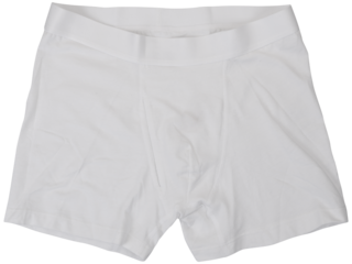 Front view of white boxer briefs