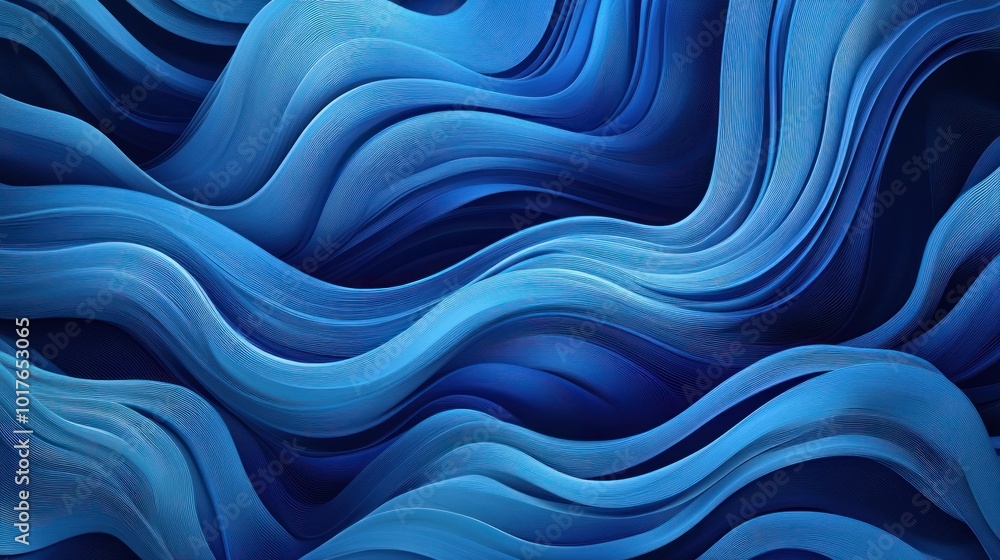 Aufkleber blue abstract waves: flowing, wavy lines in shades of blue, creating a soothing and dynamic abstract
