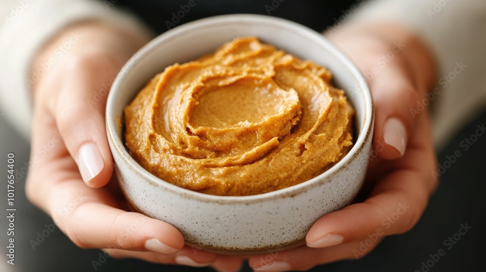 Aufkleber close up view of a 3d showcasing an artisanal organic nut butter spread generously applied on a piec
