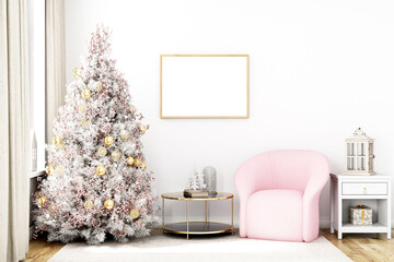 Christmas frame mockup a4, 3d render