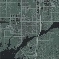 Map of Eastvale in California in a smooth dark style. Contains layered vector with roads water, parks, etc.