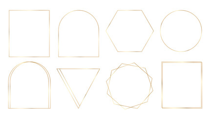 Set of geometric gold frame. Gold border, design element for decoration card, certificate, grand opening, party invitation