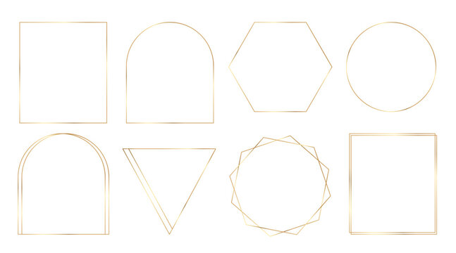 Set of geometric gold frame. Gold border, design element for decoration card, certificate, grand opening, party invitation