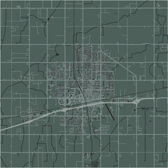 Obraz premium Map of Hanford in California in a smooth dark style. Contains layered vector with roads water, parks, etc.