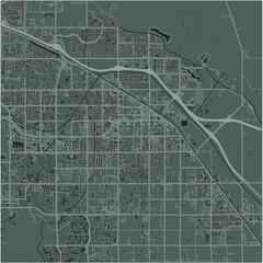 Obraz premium Map of Indio in California in a smooth dark style. Contains layered vector with roads water, parks, etc.