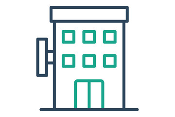 Hotel icon. line icon style. icon related to building. hotel elements vector illustration