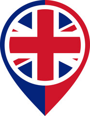 Obraz premium Map Icon Inside UNITED KINGDOM Flag