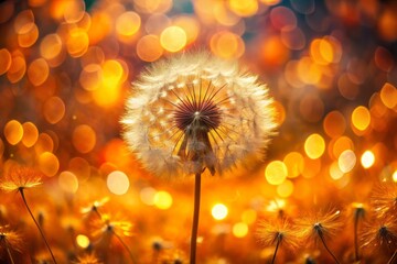 Double Exposure of Dandelion Over Autumn Bokeh Background | Nature Photography