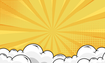 abstract vintage comic background with cloud on yellow