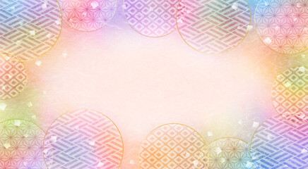 お正月やおめでたい行事用の和紙の質感の和柄のフレーム