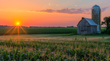 Sunset Over Rolling Cornfields: A Peek Into The Rustic Farm Life In Iowa