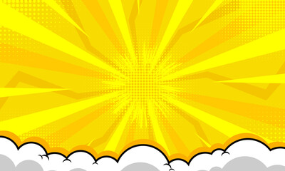 Fototapeta premium abstract comic background with lightning and cartoon cloud element