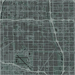 Map of Lakewood in California in a smooth dark style. Contains layered vector with roads water, parks, etc.
