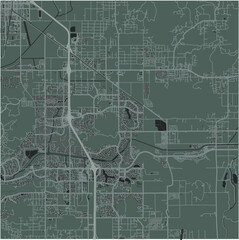 Map of Menifee in California in a smooth dark style. Contains layered vector with roads water, parks, etc.