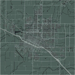 Fototapeta premium Map of Merced in California in a smooth dark style. Contains layered vector with roads water, parks, etc.