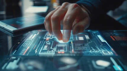 Digital Connection HandsOn PeertoPeer Payment with Holographic User Profiles Technology Finance and Innovation Concept