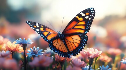 Butterfly in a Field of Flowers