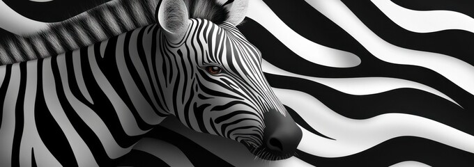 Zebra Portrait with Abstract Stripes