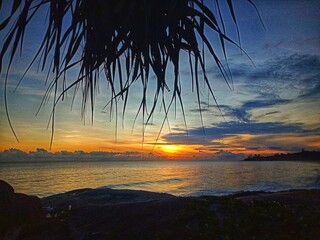 A very beautiful sunrise at the Tikus Emas Beach, Bangka Belitung