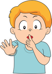 Cute boy with funny quiet secret expression