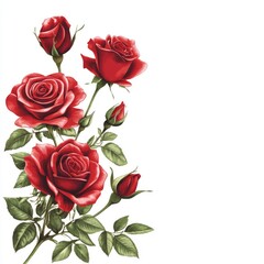 Fototapeta premium Flowers background with red roses with background