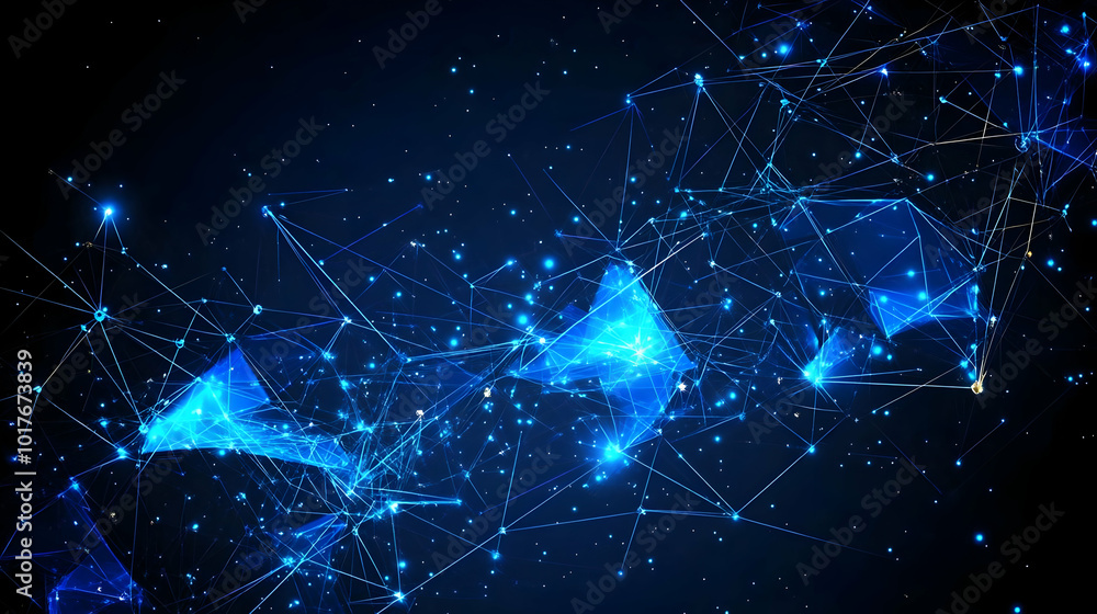 Aufkleber abstract digital network background with glowing blue lines and points