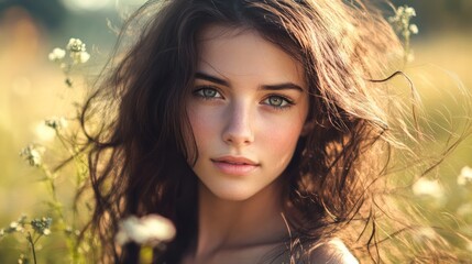 Fototapeta premium Lovely female portrait General but stylish term for any appealing portrait of a young woman, ideal for use in artistic or professional photography.