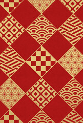 お正月用等へのレトロな和柄の背景、縦