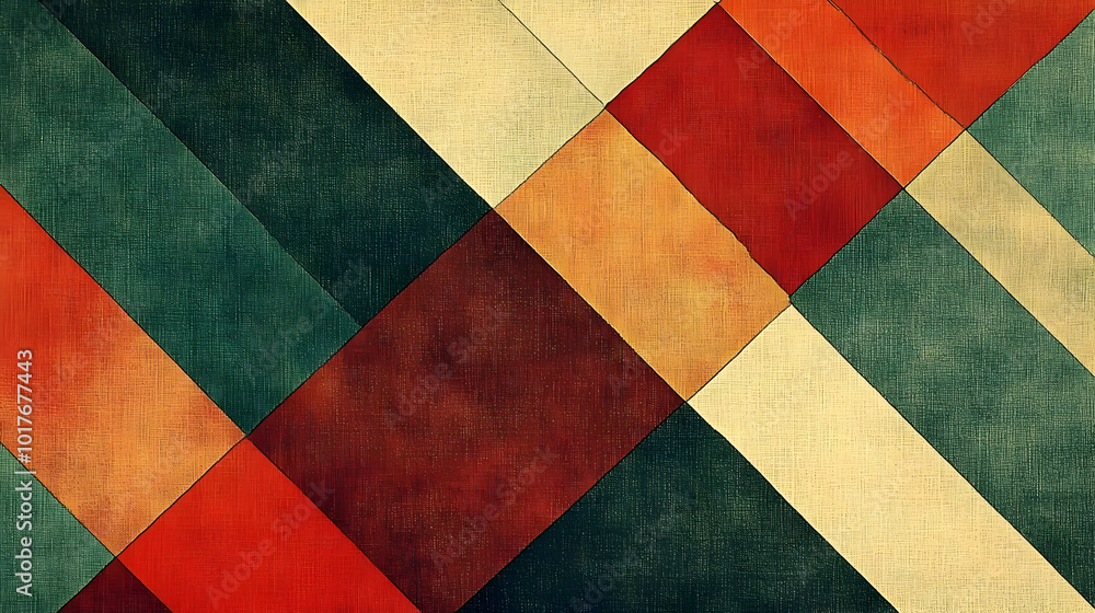 Poster abstract geometric pattern with diagonal stripes and a vintage texture