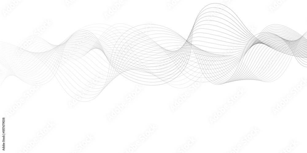 Wall mural white wave curve lines banner background design. abstract soft wave lines dynamic flowing gray light