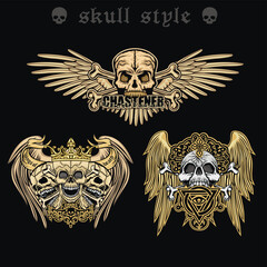 Obraz premium set, gothic sign with skull, grunge vintage design t shirts 