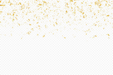 Glittering confetti on a transparent background. Gold confetti