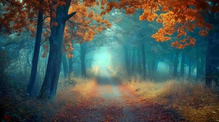 Atmospheric Forest Trail Background. Nature Photography.
