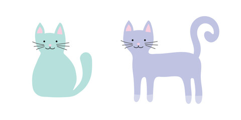 Collection of cat icons isolated on white background. Vector illustration