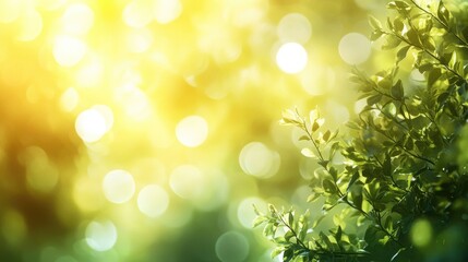 Fototapeta premium Green leaves and blurred background. Perfect for nature-themed projects, showcasing growth, or highlighting a sense of peace.