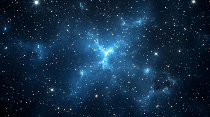 Fototapeta premium A Stunning Blue Nebula with Stars in a Dark Universe