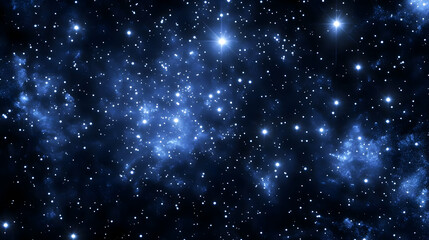 Obraz premium Digital Illustration of a Starry Night Sky with Bright Stars and Blue Nebulae