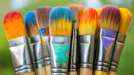 Fototapeta premium Colorful Paintbrushes Close-up.