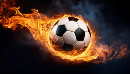 A soccer ball engulfed in flames, symbolizing passion, intensity, competition, victory, and the thrill of the game. The image is a powerful metaphor for the energy and excitement of soccer.