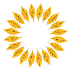 Round Frame with autumn Leaves. Circle textbox