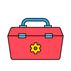 Toolbox icon, repairman, tool building, equipment