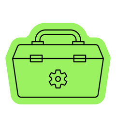 Toolbox icon, repairman, tool building, equipment