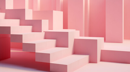 Colorful intricate stairs. Abstract shapes mazes is similar to the Squid Game
