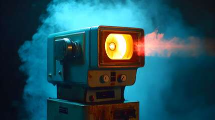 Naklejka premium Vintage Projector With Smoke.