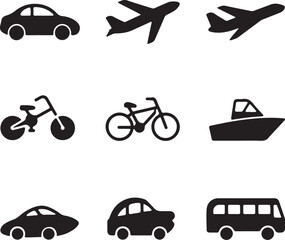 Black &White royalty free vector Vehicle Transport Icon Set
