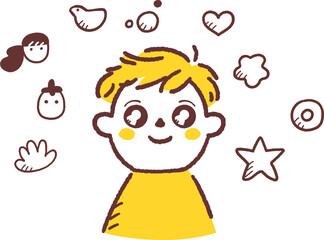 瞳に人影か映り込む微笑む赤ちゃんまたは子供　ストックイラスト素材
