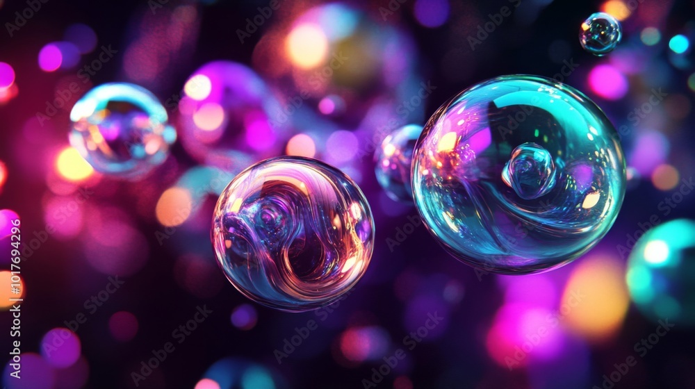 Poster spherical abstract with swirling colors and bokeh